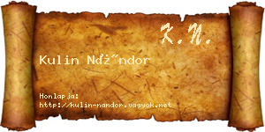 Kulin Nándor névjegykártya